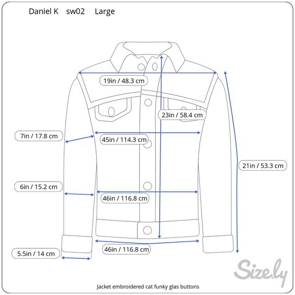 Jacket embroidered cat funky glass buttons - Picture 2 of 13
